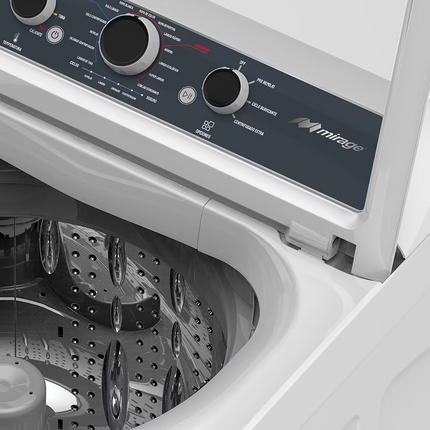 Lavadora Automática Mirage LMA022G | 22 kg | Carga Superior | 10 Programas | Tina de Acero Inoxidable | Alta Capacidad | Color Gris