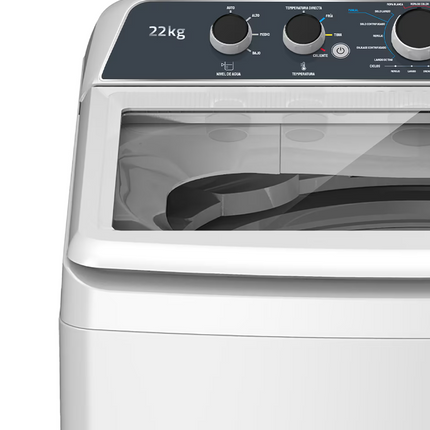 Lavadora Automática Mirage LMA022G | 22 kg | Carga Superior | 10 Programas | Tina de Acero Inoxidable | Alta Capacidad | Color Gris