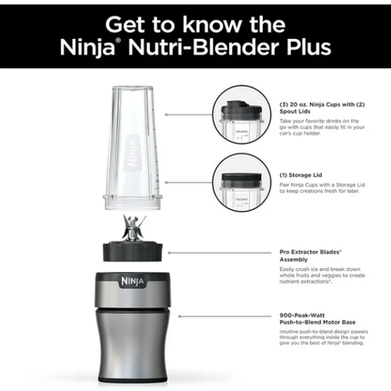 Licuadora Ninja BN301 Nutri-Blender Plus 700W con Vasos Individuales