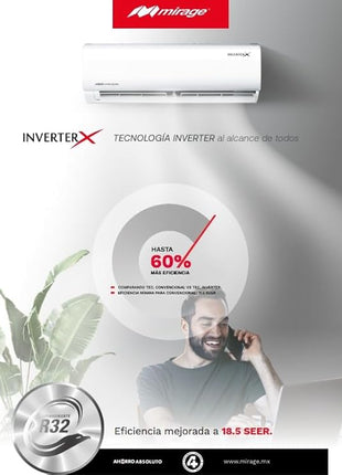 INVERTER X   /   SOLO FRIO, 2 TON, 220V, R32, 23000 BTU, MINISPLIT