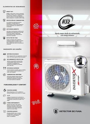 INVERTER X   /   SOLO FRIO, 2 TON, 220V, R32, 23000 BTU, MINISPLIT