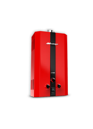 Boiler de Gas LP Mirage FLUX 16L/min | Baja Presión de Agua | Encendido Automático | Alta Capacidad | Color Rojo | Hasta 3 Servicios
