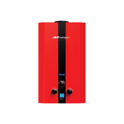 Boiler de Gas LP Mirage FLUX 6L/min | Cero Presión de Agua | Encendido Automático | Color Rojo | Instantáneo | Bajo Consumo