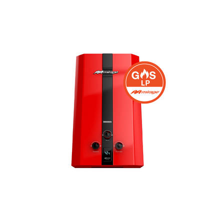 Boiler de Gas LP Mirage FLUX 6L/min | Cero Presión de Agua | Encendido Automático | Color Rojo | Instantáneo | Bajo Consumo