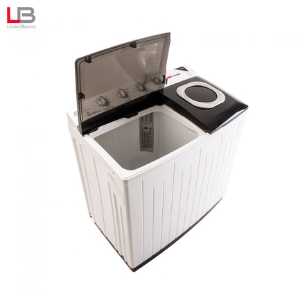 Lavadora Semiautomática Mirage LMS016M | 16 kg | Doble Tina | Ahorro de Agua y Energía | Color Blanco con Tapa Transparente