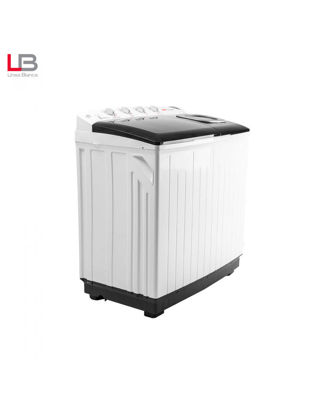 Lavadora Semiautomática Mirage LMS016M | 16 kg | Doble Tina | Ahorro de Agua y Energía | Color Blanco con Tapa Transparente