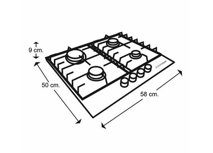 🔥 Parrilla SPARX MPS60GB de Gas | 4 Quemadores | Acero Inoxidable | Encendido Electrónico | Parrillas de Hierro Fundido | 60 cm de Ancho